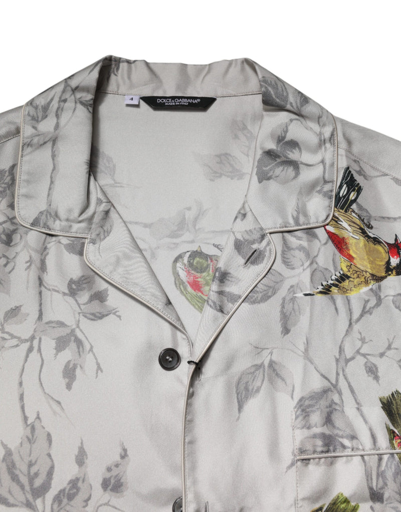 Dolce &amp; Gabbana Geruite Overhemd van Zijde met Bedrukte Motieven
