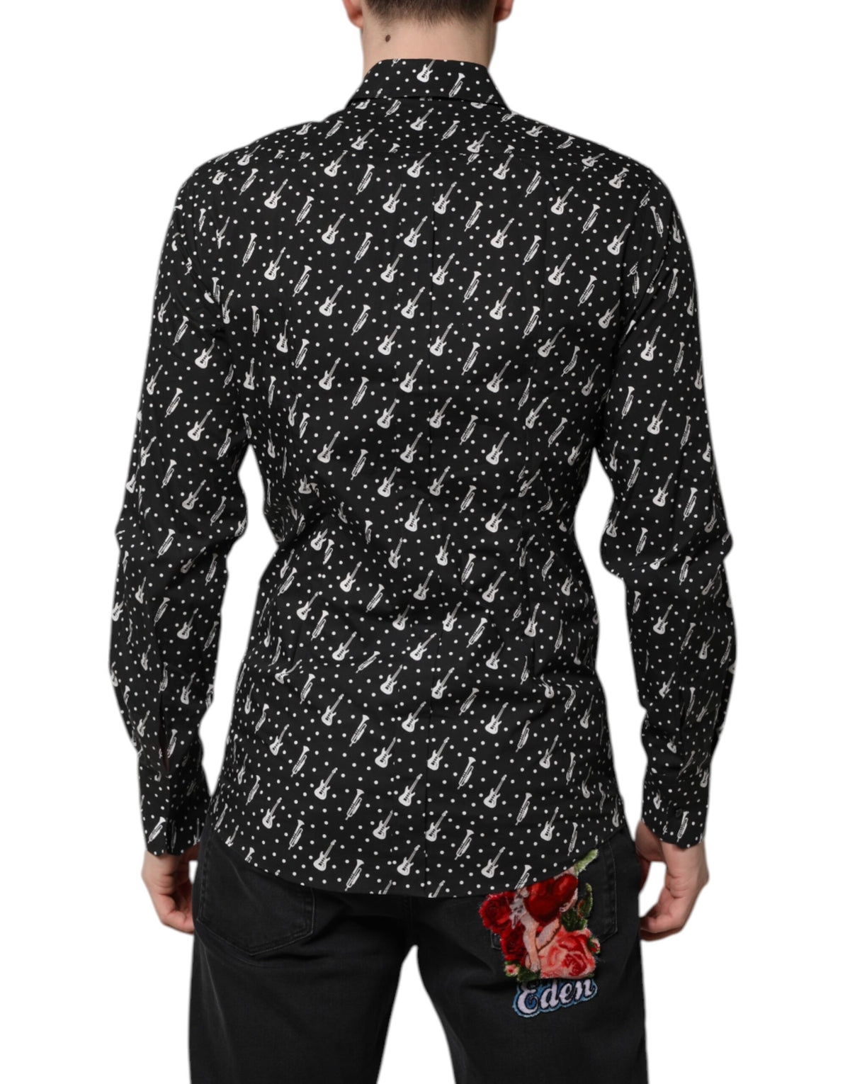 Chemise noire à ornements dorés et broderies de Dolce &amp; Gabbana