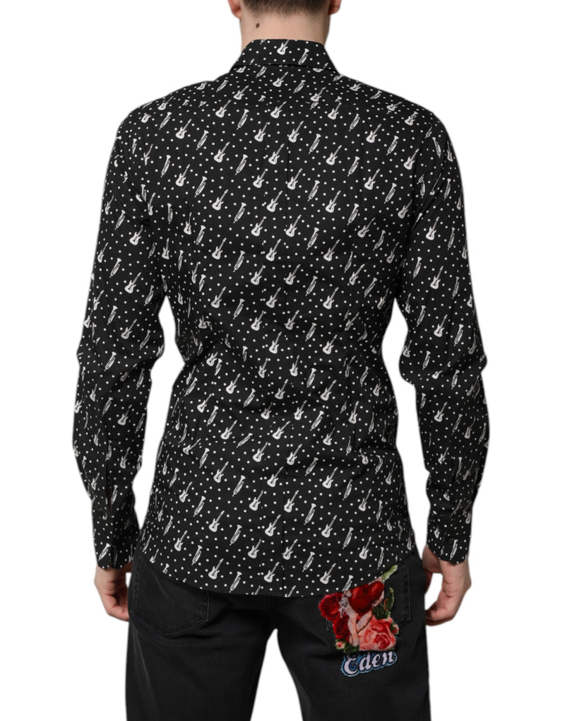 Chemise noire à ornements dorés et broderies de Dolce &amp; Gabbana