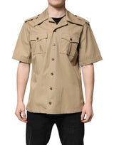 Chemise à manches courtes à imprimé graphique marron de Dolce &amp; Gabbana
