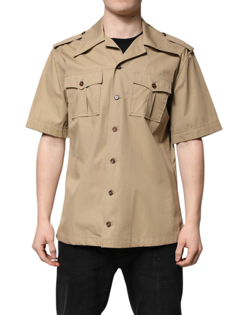 Chemise à manches courtes à imprimé graphique marron de Dolce &amp; Gabbana