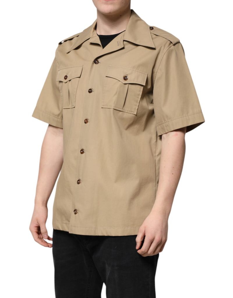 Chemise à manches courtes à imprimé graphique marron de Dolce &amp; Gabbana