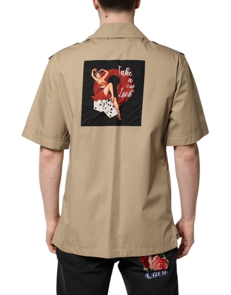 Chemise à manches courtes à imprimé graphique marron de Dolce &amp; Gabbana