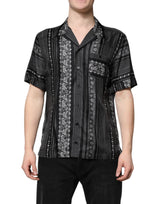 Chemise à manches courtes en soie noire à imprimé floral de Dolce &amp; Gabbana