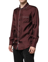 Chemise en soie bordeaux à manches longues et pois de Dolce &amp; Gabbana
