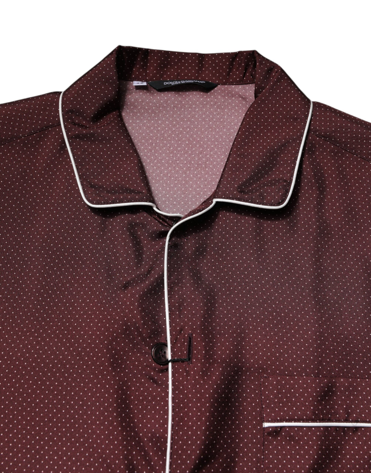 Chemise en soie bordeaux à manches longues et pois de Dolce &amp; Gabbana