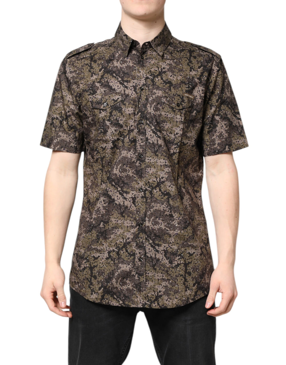 Chemise à boutons multicolore à motif camouflage dorée de Dolce &amp; Gabbana