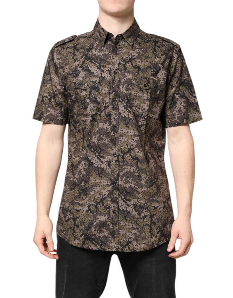 Chemise à boutons multicolore à motif camouflage dorée de Dolce &amp; Gabbana