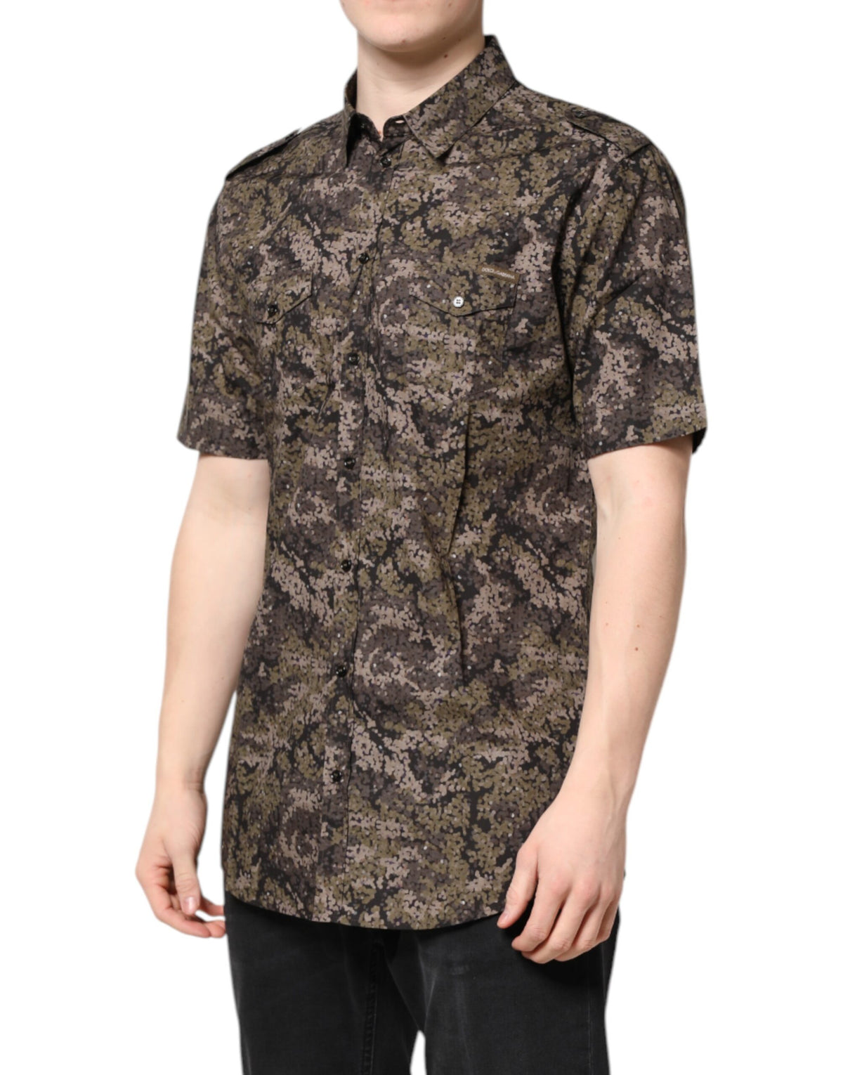 Chemise à boutons multicolore à motif camouflage dorée de Dolce &amp; Gabbana