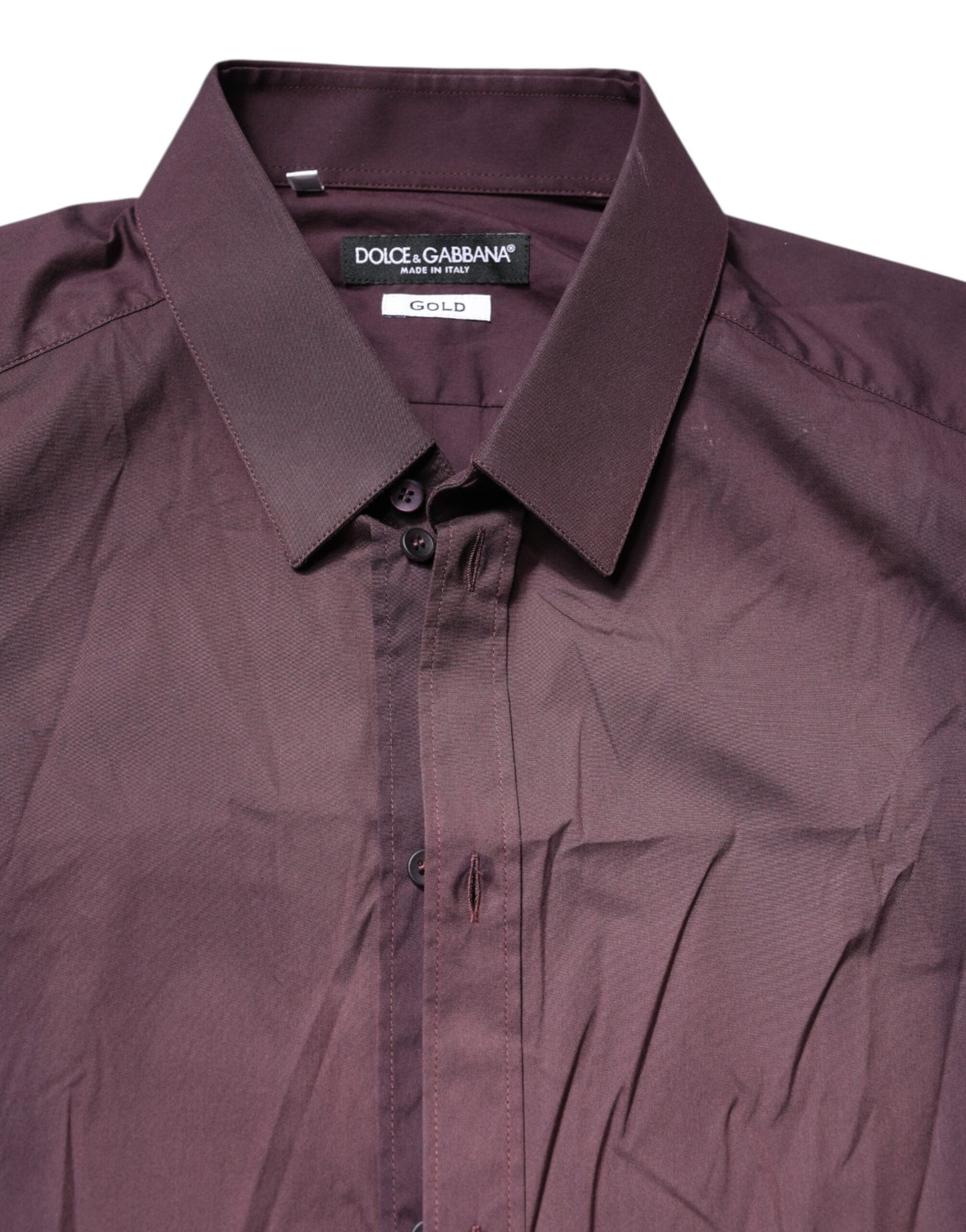 Dolce & Gabbana Burgundy Cotton GOLD Long Sleeves Shirt