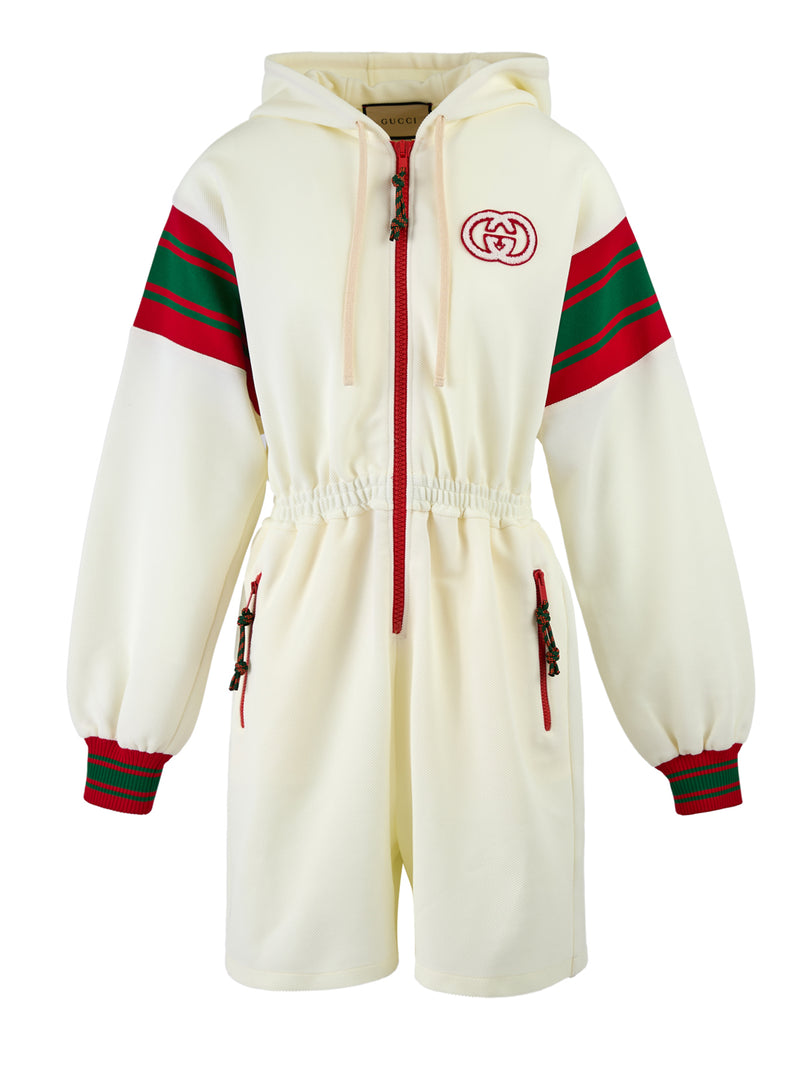 Gucci Cream Polyester Hooded Logo Sweatsuit for Women