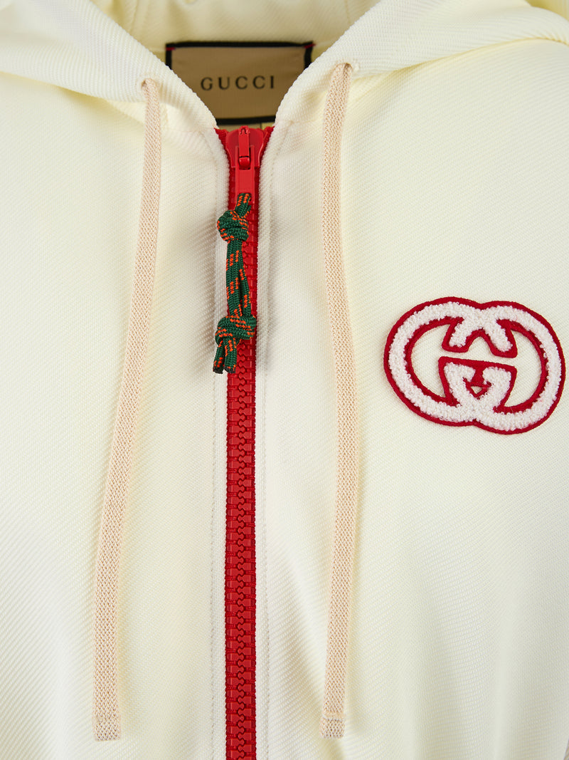 Gucci Cream Polyester Hooded Logo Sweatsuit for Women