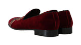 Mocassins en velours bordeaux Dolce &amp; Gabbana, chaussures fer à cheval