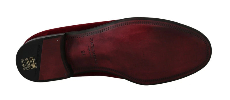 Mocassins en velours bordeaux Dolce &amp; Gabbana, chaussures fer à cheval