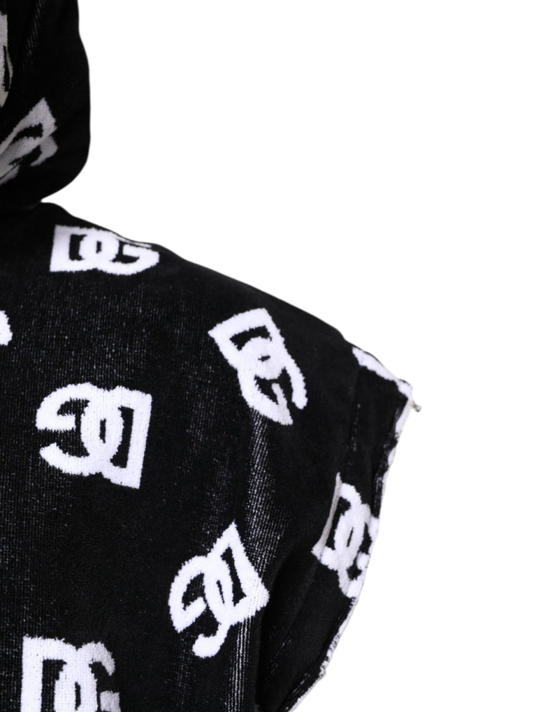 Pull sans manches à capuche en coton noir DG de Dolce &amp; Gabbana