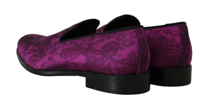 Mocassins Dolce &amp; Gabbana en jacquard violet, chaussures habillées.