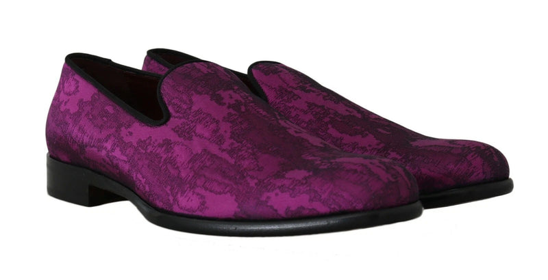 Mocassins Dolce &amp; Gabbana en jacquard violet, chaussures habillées.