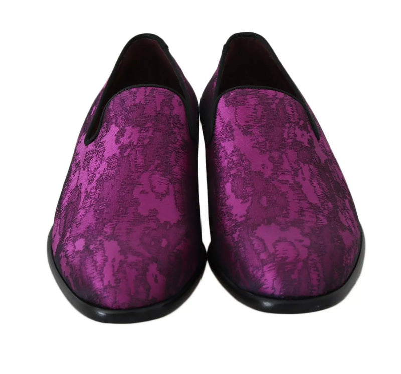 Mocassins Dolce &amp; Gabbana en jacquard violet, chaussures habillées.
