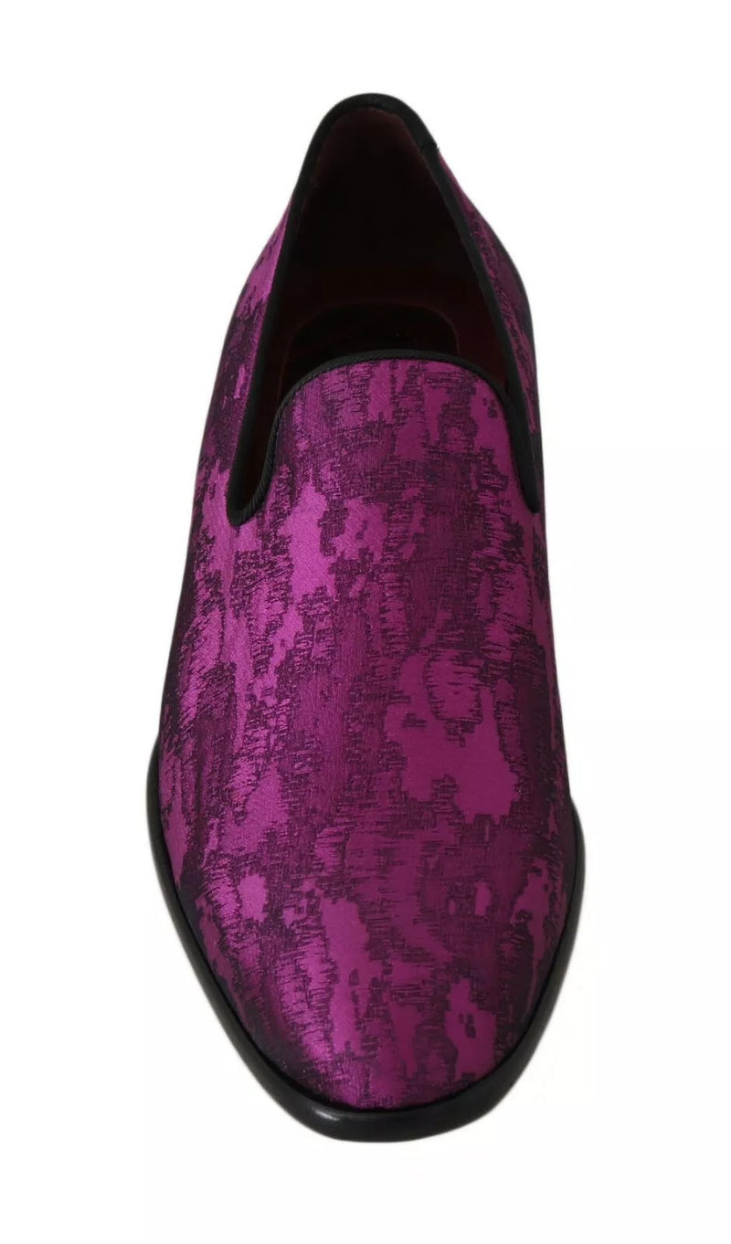 Mocassins Dolce &amp; Gabbana en jacquard violet, chaussures habillées.
