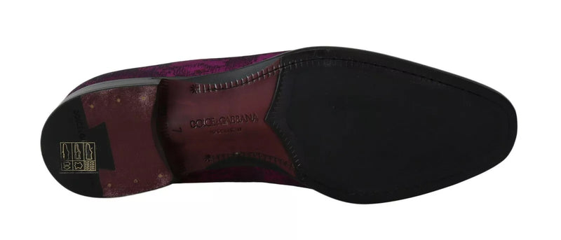Mocassins Dolce &amp; Gabbana en jacquard violet, chaussures habillées.