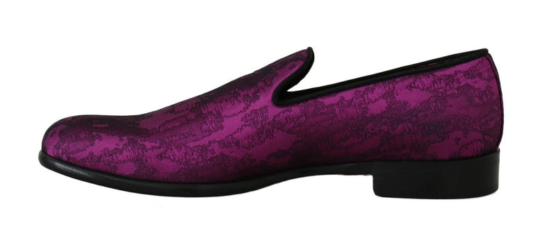Mocassins Dolce &amp; Gabbana en jacquard violet, chaussures habillées.