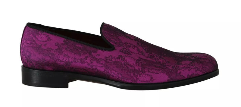 Mocassins Dolce &amp; Gabbana en jacquard violet, chaussures habillées.