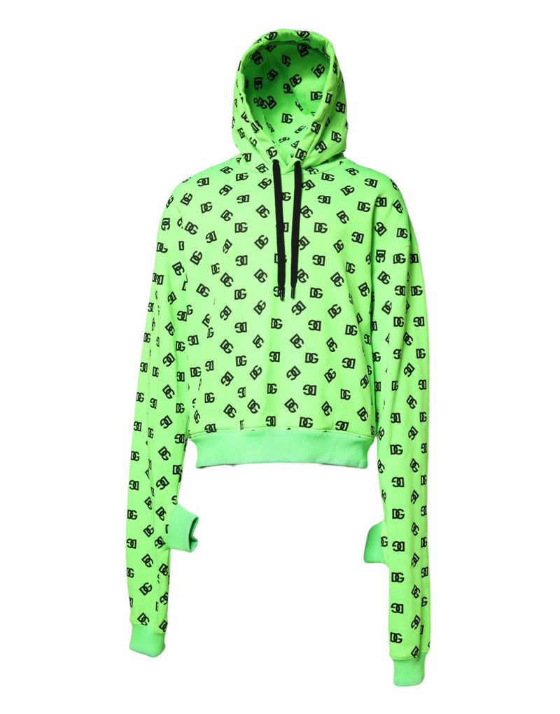 Pull à capuche en polyester vert avec imprimé DGLogo de Dolce &amp; Gabbana
