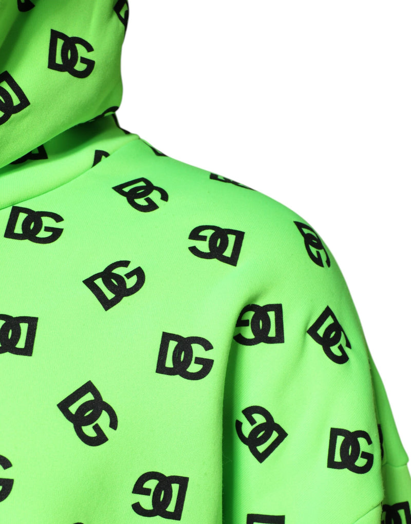 Pull à capuche en polyester vert avec imprimé DGLogo de Dolce &amp; Gabbana