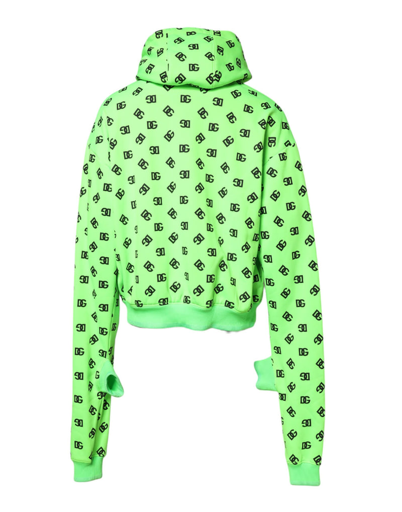 Pull à capuche en polyester vert avec imprimé DGLogo de Dolce &amp; Gabbana