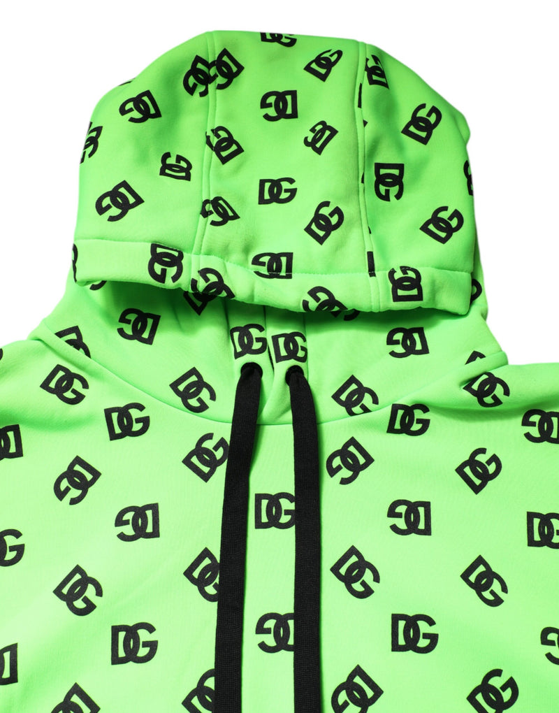 Pull à capuche en polyester vert avec imprimé DGLogo de Dolce &amp; Gabbana
