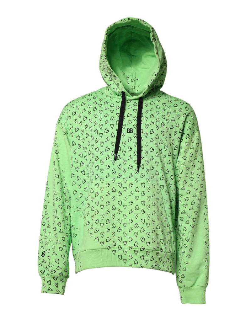 Dolce &amp; Gabbana groene katoenen hoodie met logo en hartjesprint