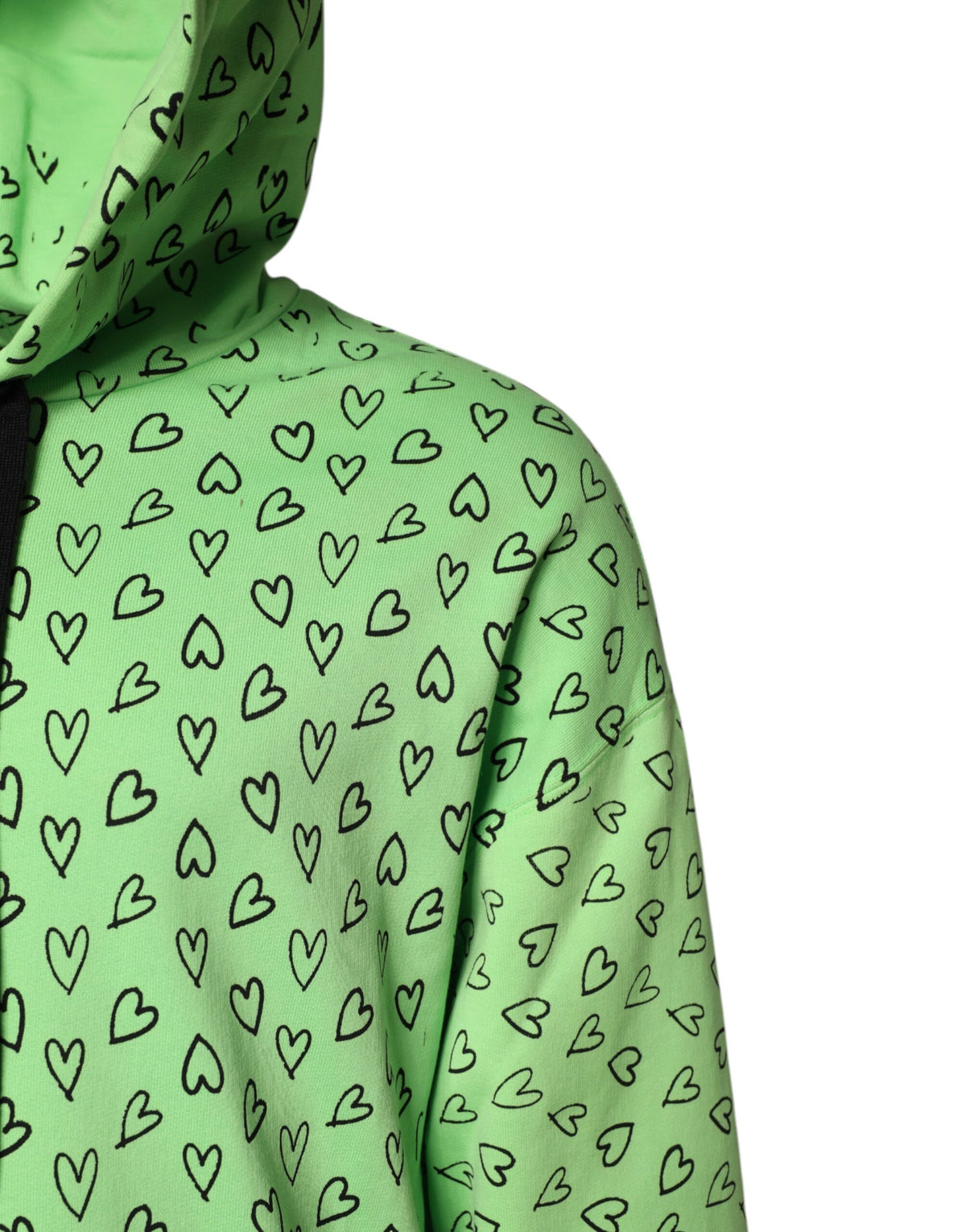 Pull à capuche en coton vert avec imprimé cœur et logo Dolce &amp; Gabbana