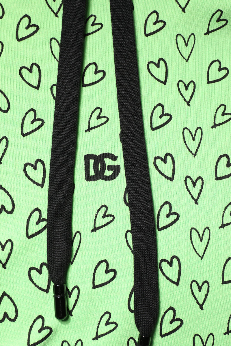Dolce &amp; Gabbana groene katoenen hoodie met logo en hartjesprint
