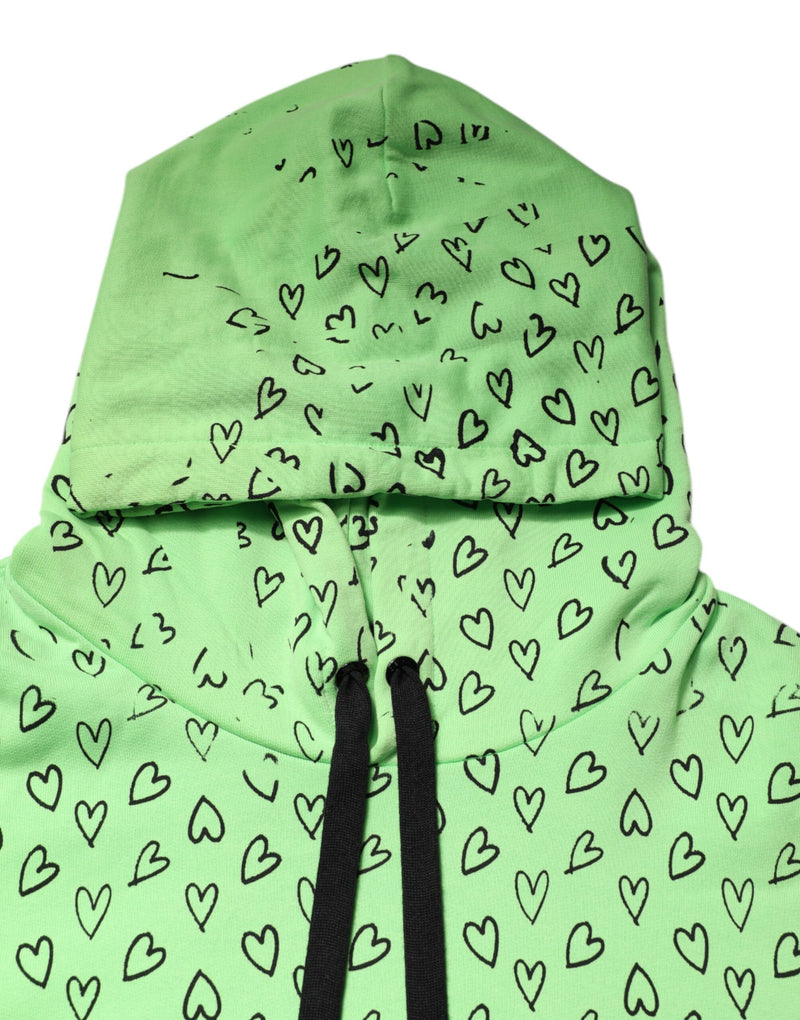 Dolce &amp; Gabbana groene katoenen hoodie met logo en hartjesprint