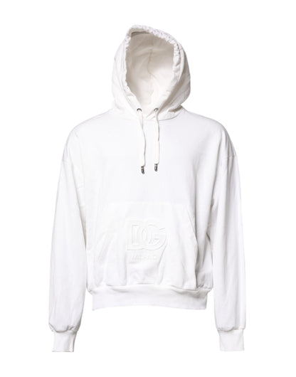 Dolce &amp; Gabbana wit geborduurd logo sweatshirt met capuchon