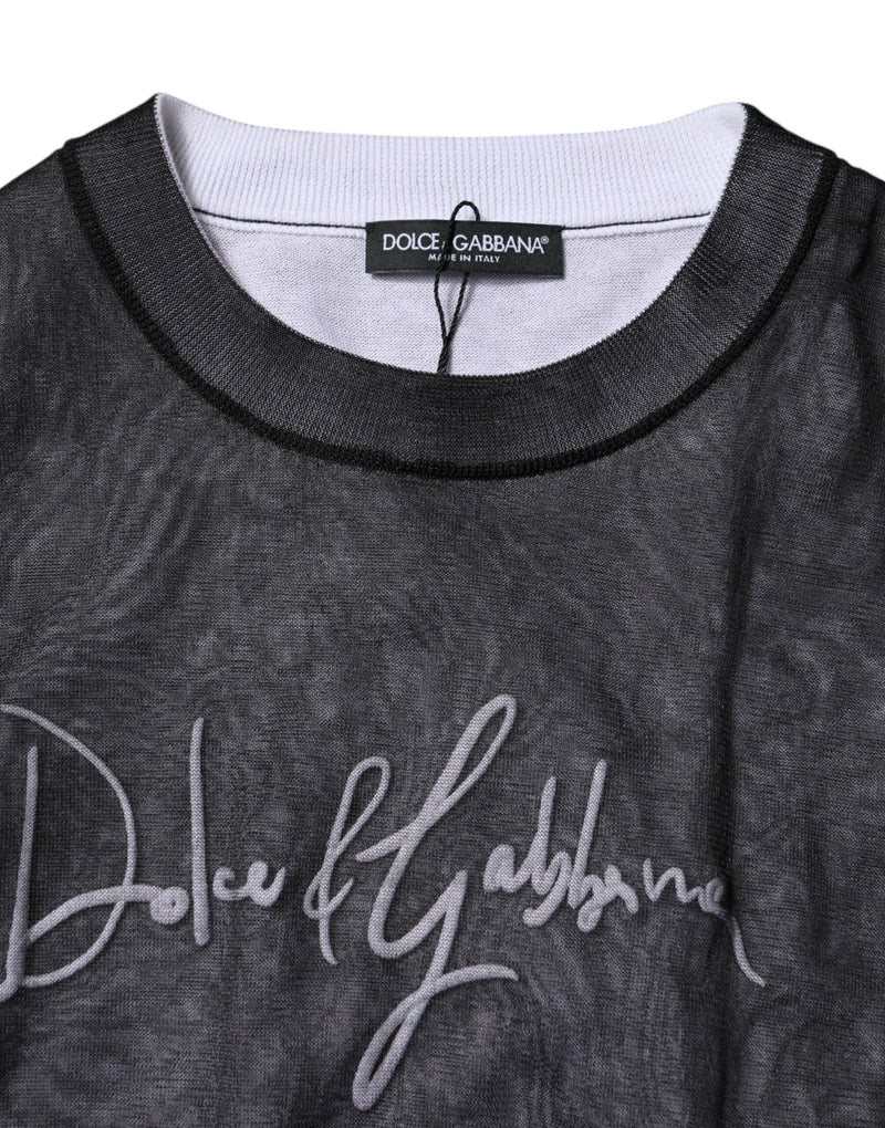 Pull en tricot noir et blanc avec logo Dolce &amp; Gabbana