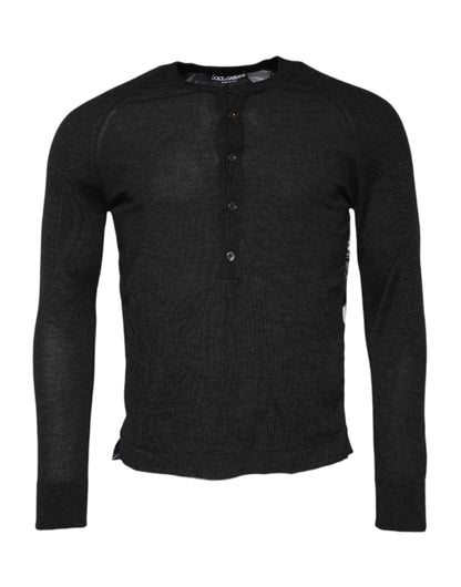 Pull en tricot noir à imprimé pour homme de Dolce & Gabbana