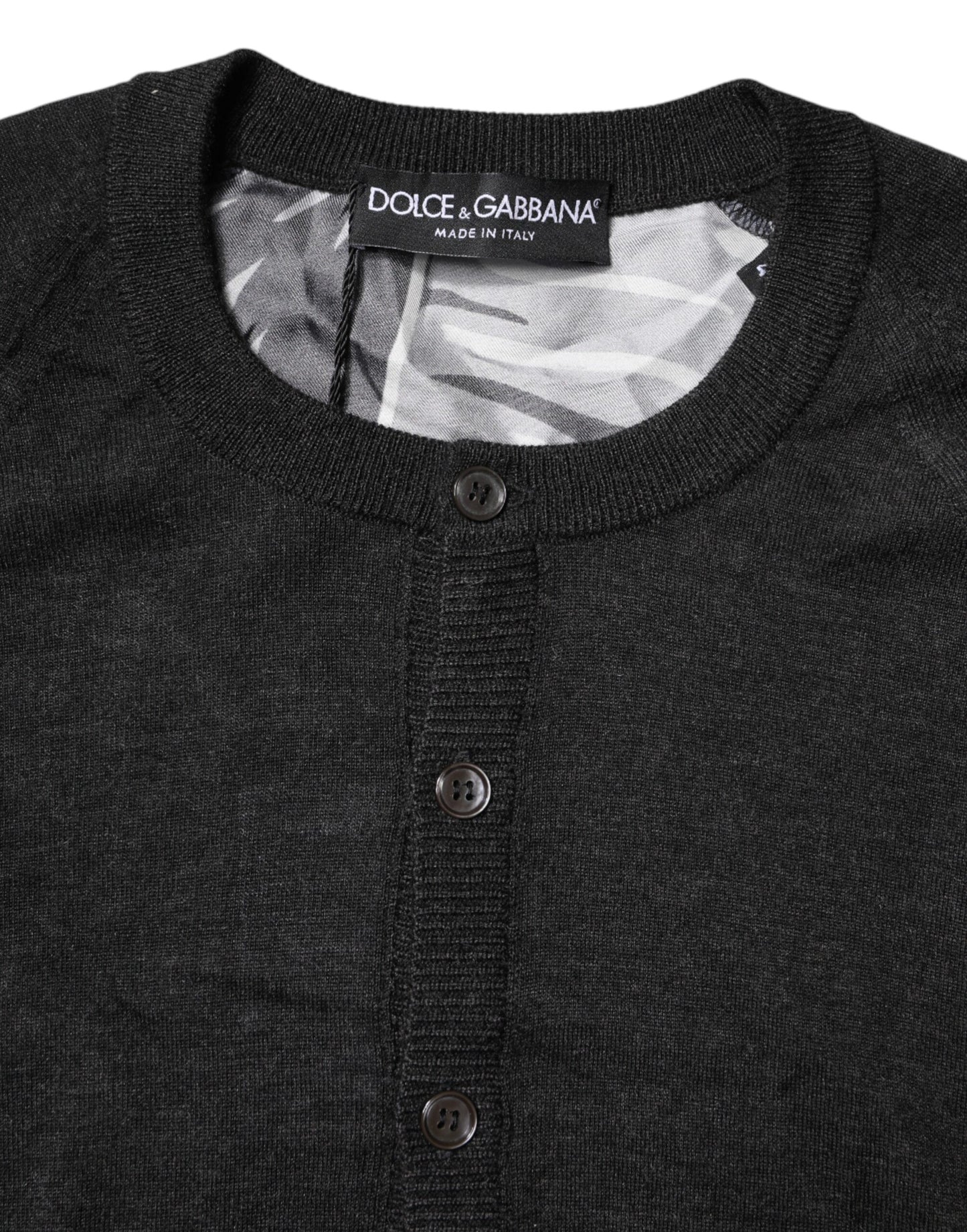 Pull en tricot noir à imprimé pour homme de Dolce & Gabbana