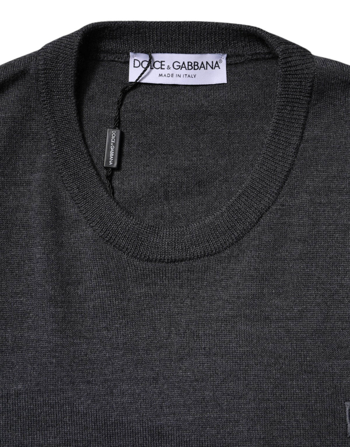 Pull en laine grise à logo brodé pour homme de Dolce &amp; Gabbana