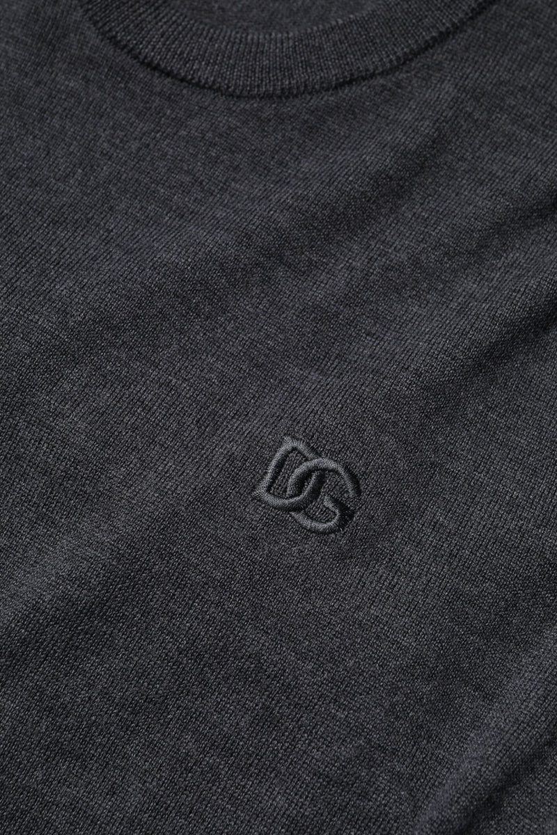 Dolce &amp; Gabbana grijze wollen gebreide herenpullover met logo
