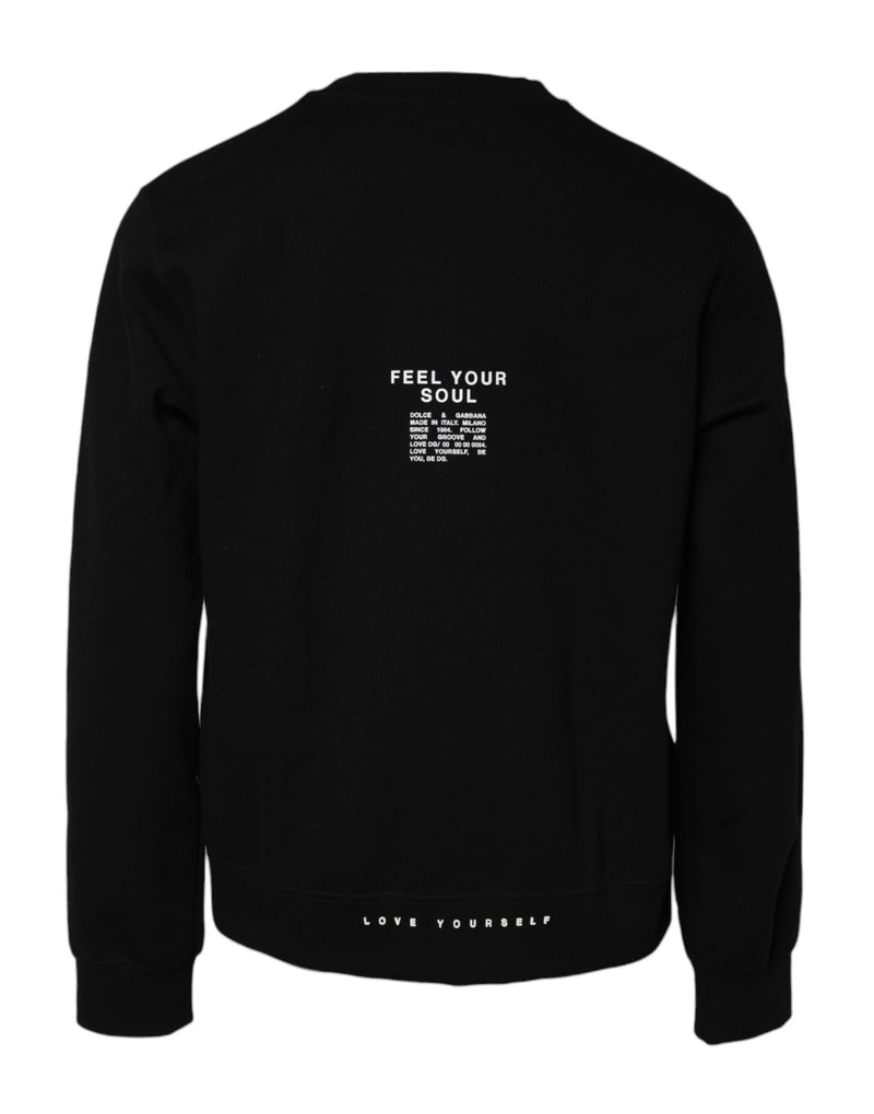 Pull en coton noir à logo en tricot de Dolce &amp; Gabbana