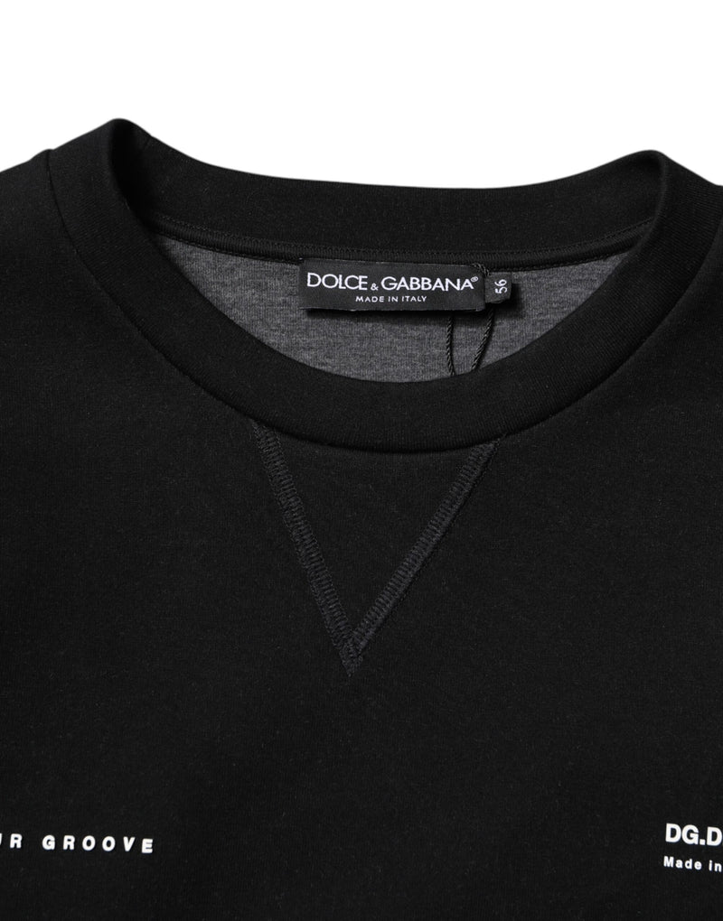 Pull en coton noir à logo en tricot de Dolce &amp; Gabbana