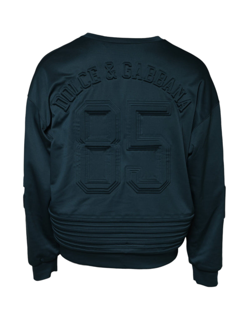 Dolce &amp; Gabbana donkergroene gebreide trui met reliëflogo