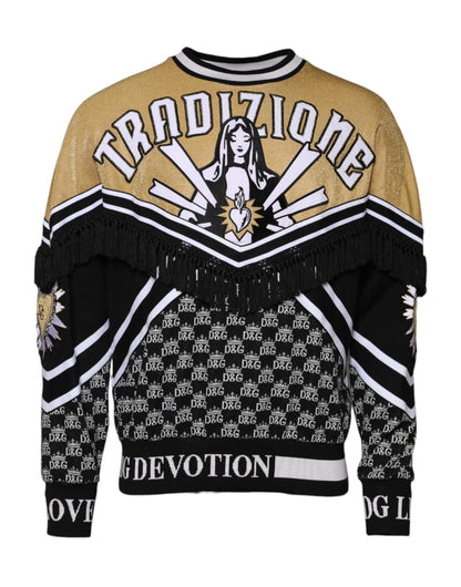 Dolce & Gabbana Multicolor Cotton Crew Neck Pullover Sweater