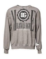Pull en jersey à col rond gris avec imprimé du logo Dolce &amp; Gabbana