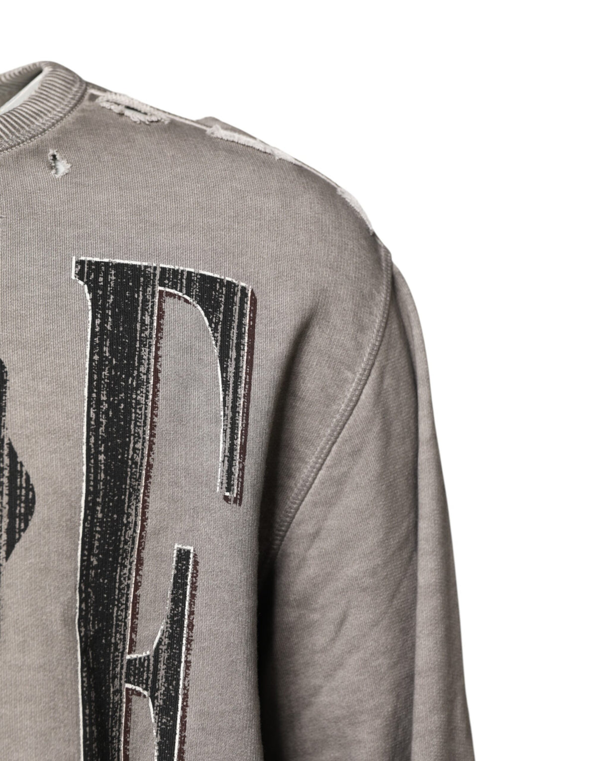 Pull en jersey à col rond gris avec imprimé du logo Dolce &amp; Gabbana