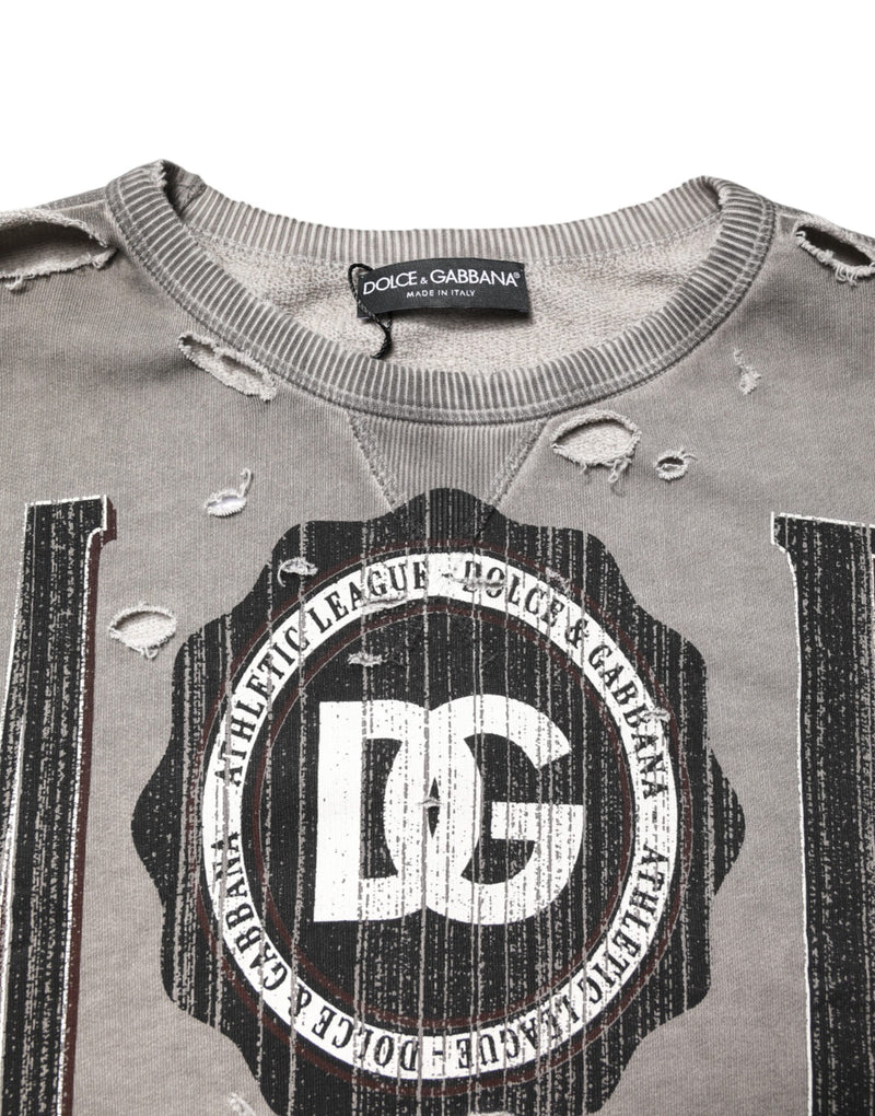 Dolce &amp; Gabbana grijze crewneck trui met logo-print