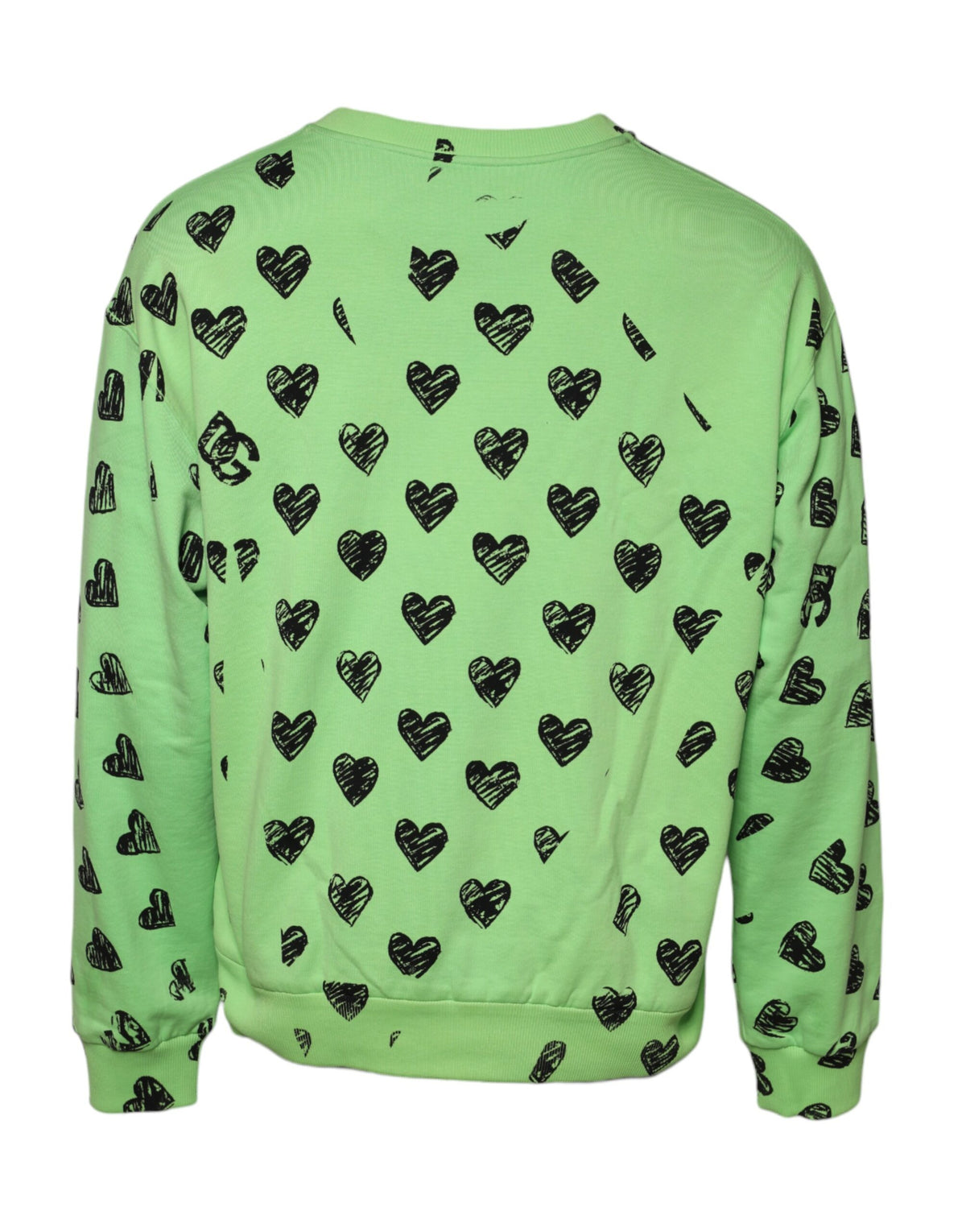 Pull en jersey à col rond avec imprimé cœur vert de Dolce &amp; Gabbana