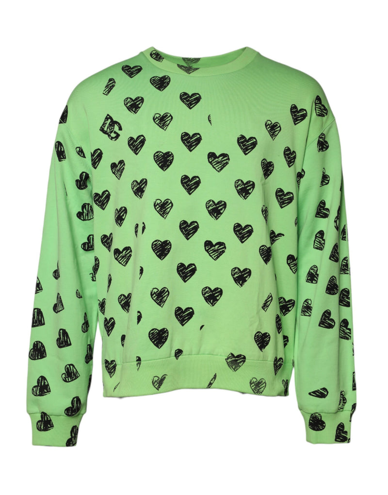 Dolce &amp; Gabbana groene hartjesprint crewneck trui