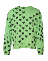 Pull en jersey à col rond avec imprimé cœur vert de Dolce &amp; Gabbana